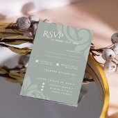 Classic Damask Pale Olive Photo Wedding RSVP