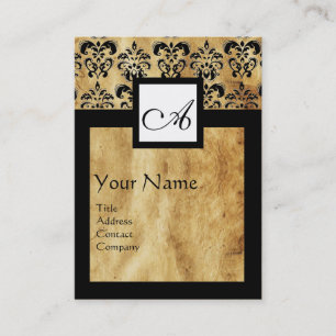 CLASSIC DAMASK PARCHERSQUARE MONOGRAM VISITEKAARTJE