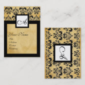 CLASSIC DAMASK PARCHERSQUARE MONOGRAM VISITEKAARTJE (Voorkant / Achterkant)