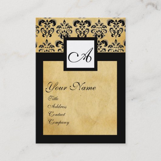 CLASSIC DAMASK PARCHERSQUARE MONOGRAM VISITEKAARTJE (Voorkant)