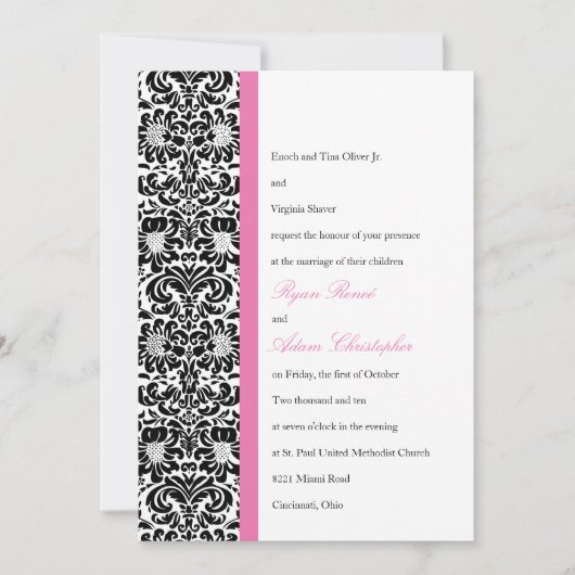 Classic Damask Photo Wedding Kaart (Voorkant)