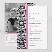 Classic Damask Photo Wedding Kaart (Voorkant / Achterkant)