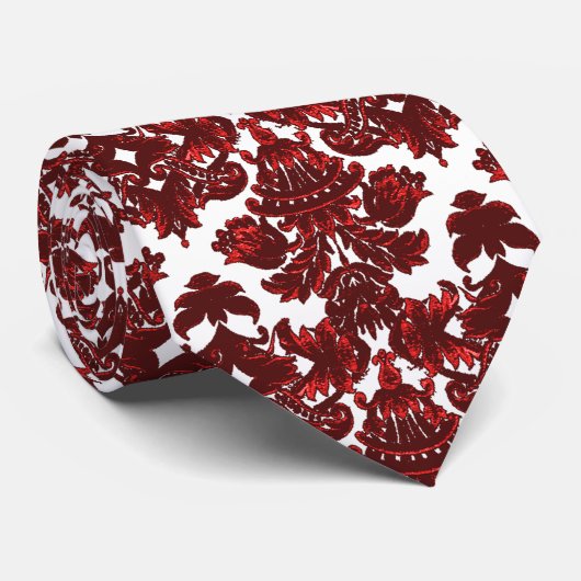 Classic Damask Red Stropdas (Opgerold)