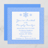 Classic Damask Snowflakes Uitnodiging nieuwjaar (Voorkant / Achterkant)