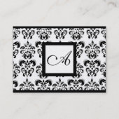 CLASSIC DAMASK SQUARE MONOGRAM Black White Pearl Visitekaartje (Achterkant)