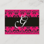 CLASSIC DAMASK SQUARE MONOGRAM, roze fuchsia gold Visitekaartje (Achterkant)