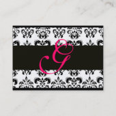 CLASSIC DAMASK SQUARE MONOGRAM, roze fuchsie Visitekaartje (Achterkant)