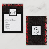 CLASSIC DAMASK SQUARE MONOGRAM zwart goud metalen Visitekaartje (Voorkant / Achterkant)