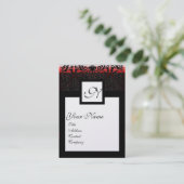 CLASSIC DAMASK SQUARE MONOGRAM zwart goud metalen Visitekaartje (Staand voorkant)