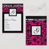 CLASSIC DAMASK SQUARE MONOGRAM zwart wit goud Visitekaartje (Voorkant / Achterkant)