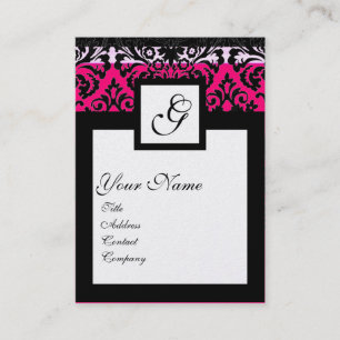 CLASSIC DAMASK SQUARE MONOGRAM zwart wit goud Visitekaartje
