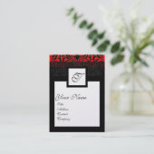 CLASSIC DAMASK SQUARE MONOGRAM zwarte witte parel Visitekaartje (Staand voorkant)
