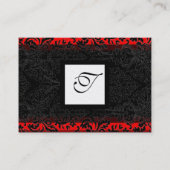 CLASSIC DAMASK SQUARE MONOGRAM zwarte witte parel Visitekaartje (Achterkant)