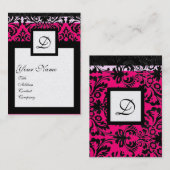 CLASSIC DAMASK SQUARE MONOGRAM zwarte witte parel Visitekaartje (Voorkant / Achterkant)