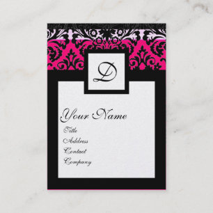 CLASSIC DAMASK SQUARE MONOGRAM zwarte witte parel Visitekaartje
