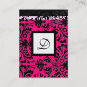 CLASSIC DAMASK SQUARE MONOGRAM zwarte witte parel Visitekaartje (Achterkant)