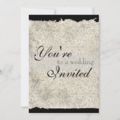 Classic Damask Wedding Invitations, Ebony Kaart (Voorkant)