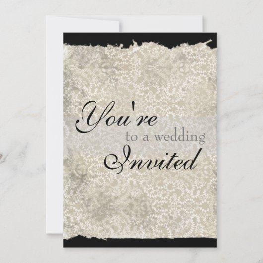 Classic Damask Wedding Invitations, Ebony Kaart (Voorkant)