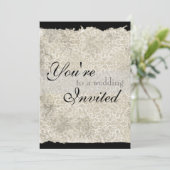 Classic Damask Wedding Invitations, Ebony Kaart (Staand voorkant)