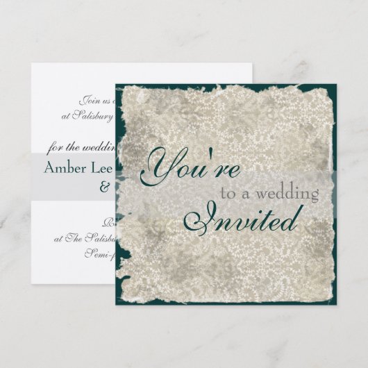 Classic Damask Wedding Invitations Kaart (Voorkant / Achterkant)