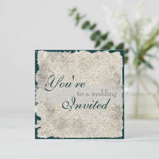 Classic Damask Wedding Invitations Kaart (Staand voorkant)