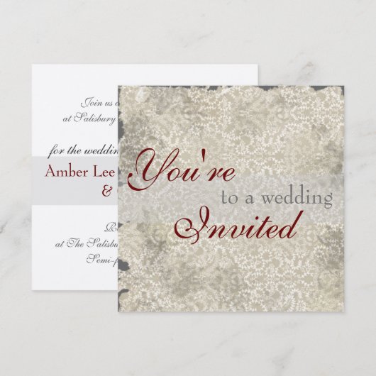 Classic Damask Wedding Invitations Kaart (Voorkant / Achterkant)