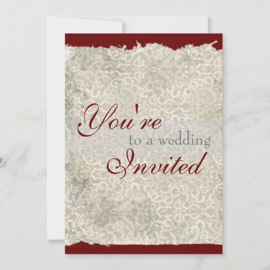 Classic Damask Wedding Invitting, Red Kaart (Voorkant)