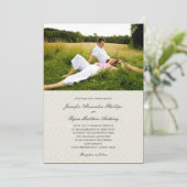 Classic Damask Wedding Photo Invitting - Cream Kaart (Staand voorkant)