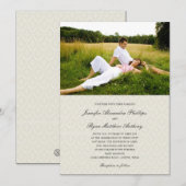 Classic Damask Wedding Photo Invitting - Cream Kaart (Voorkant / Achterkant)