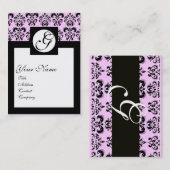 CLASSIC DAMASKQUARE MONOGRAM, Roze Visitekaartje (Voorkant / Achterkant)