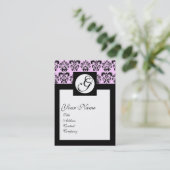 CLASSIC DAMASKQUARE MONOGRAM, Roze Visitekaartje (Staand voorkant)