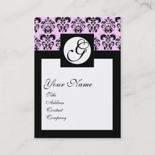 CLASSIC DAMASKQUARE MONOGRAM, Roze Visitekaartje