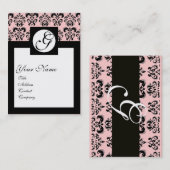 CLASSIC DAMASKQUARE MONOGRAM, Roze Visitekaartje (Voorkant / Achterkant)