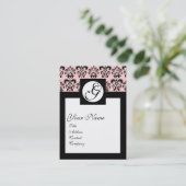 CLASSIC DAMASKQUARE MONOGRAM, Roze Visitekaartje (Staand voorkant)
