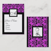 CLASSIC DAMASKSQUARE MONOGRAM, paars, violet Visitekaartje (Voorkant / Achterkant)
