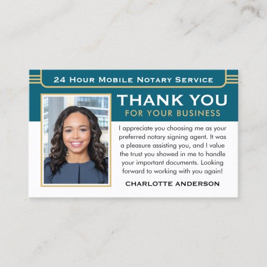 Classic Dank u Notaris Openbare foto QR-code Blauw Visitekaartje (Voorkant)