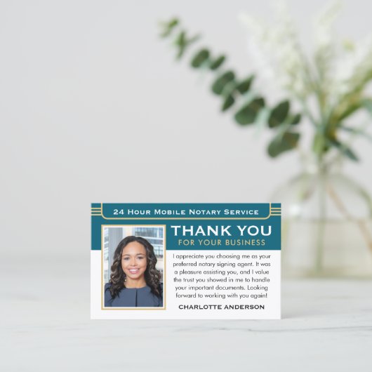 Classic Dank u Notaris Openbare foto QR-code Blauw Visitekaartje (Staand voorkant)