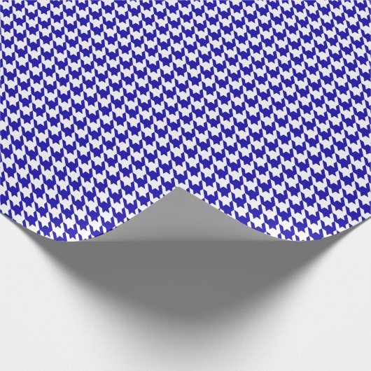 Classic Dark Blue and White Houndstooth Pattern Cadeaupapier (Hoek)
