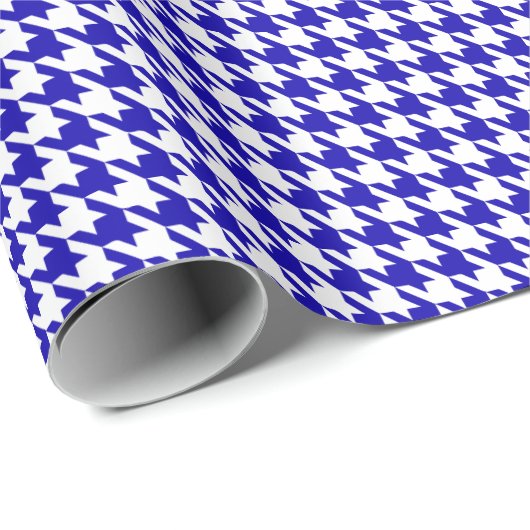 Classic Dark Blue and White Houndstooth Pattern Cadeaupapier (Rol Hoek)