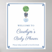 Classic Dark Blue Boy Baby shower Party Welcome Poster (Voorkant)