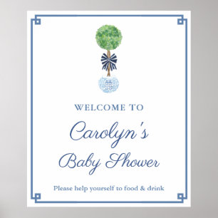 Classic Dark Blue Boy Baby shower Party Welcome Poster
