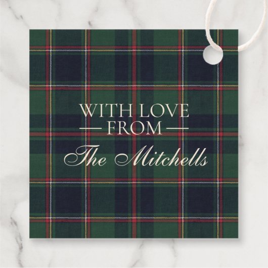 Classic Dark Blue Red Green Plaid Pattern Bedankjes Labels (Achterkant)