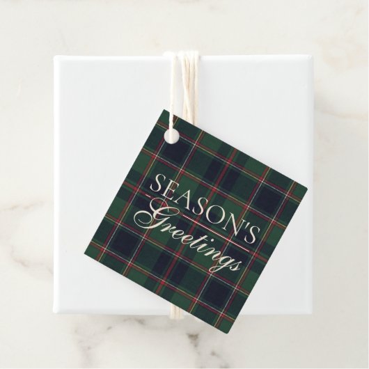 Classic Dark Blue Red Green Plaid Pattern Bedankjes Labels (In situ)
