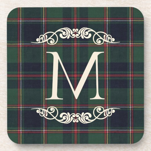 Classic Dark Blue Red Green Plaid Pattern Bier Onderzetter (Voorkant)