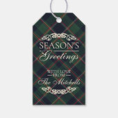 Classic Dark Blue Red Green Plaid Pattern Cadeaulabel (Voorkant)