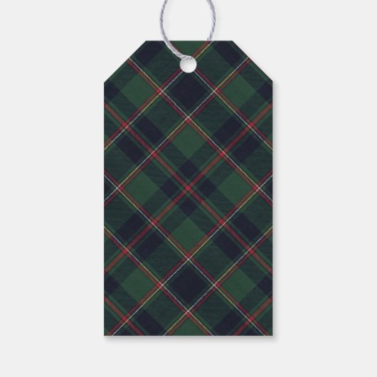 Classic Dark Blue Red Green Plaid Pattern Cadeaulabel (Achterkant)
