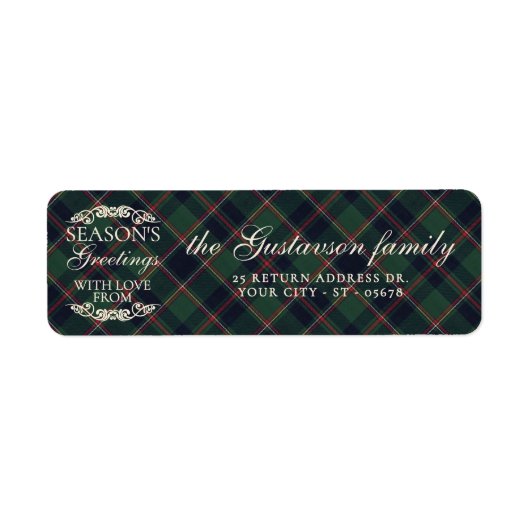 Classic Dark Blue Red Green Plaid Pattern Etiket (Voorkant)