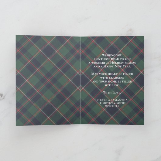 Classic Dark Blue Red Green Plaid Pattern Feestdagen Kaart (Binnen)