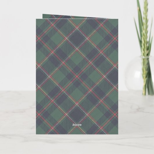 Classic Dark Blue Red Green Plaid Pattern Feestdagen Kaart (Achterkant)