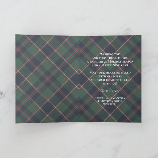 Classic Dark Blue Red Green Plaid Pattern Feestdagen Kaart (Binnen)